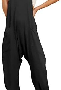 Trendy Queen Womens Jumpsuits Casual Summer Onesie Rompers Sleeveless Loose Baggy Overalls Jumpers with Pockets 2023 Clothes