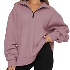 AUTOMET Womens Oversized Half Zip Pullover Long Sleeve Sweatshirt Quarter Zip Hoodie Sweater Teen Girls Fall Y2K Clothes