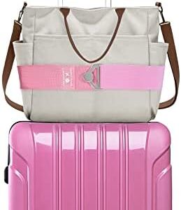 Bylion 2-in-1 Travel Belt for Luggage, Luggage Straps for Add a Bag Adjustable Suitcase Straps with Alloy Buckle Elastic Bungees Belt Hands-Free for Airport,Personalized Travel Accessories (Pink)