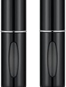 VIGOR PATH Portable Mini Refillable Perfume/Cologne Atomizer Bottle - great for travel, parties and events - Travel & toiletry accessory great for both men and women - 5ml/0.2oz (Pack of 2 - Black)