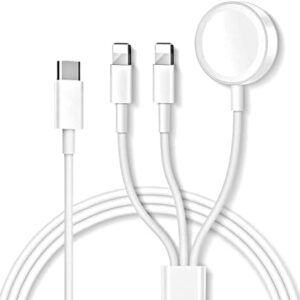 USB C Charging Cable for iPhone and iWatch, Fast 3 in 1 Magnetic Wireless Charger with 2 Cables Compatible with Apple iPhone 14 13 Pro Max 12 11 XR XS X/iWatch Series 8 7 6 SE 5 4 3 2 1 / AirPods