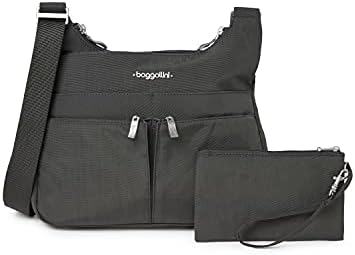 Baggallini Cross Over Crossbody Bag - Lightweight, Water Resistant Travel Purse