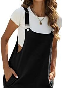 Fiona Jolin Women's Summer Cotton Linen Short Overalls Casual Bib Overall Shorts Rompers with Pockets