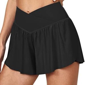 IUGA 2 in 1 Flowy Shorts Butterfly Shorts Crossover Running Shorts for Women High Waisted Athletic Skort Preppy Clothes