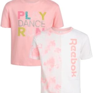 Reebok Girls' T-Shirt - 2 Pack Short Sleeve Fashion Tee Kids Clothing Multipack