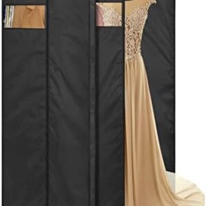 MISSLO 65" Long Garment Bags for Travel Dress Bags Wedding Dress Cover Waterproof Clothing Bags Storage Traveling Clothes Protector for Closet Wardrobe Bags 2 Packs for Gowns, Tuxedos, Coats, Black