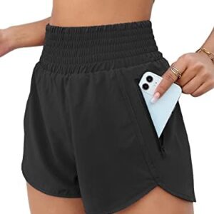 BMJL Women's Athletic Shorts High Waisted Running Shorts Pocket Sporty Shorts Gym Elastic Workout Shorts