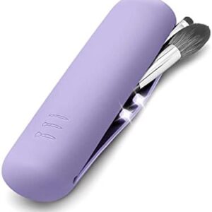 Calovebby Travel Makeup Brush Holder, Magnetic Anti-fall Out Silicon Portable Cosmetic Face Brushes Holder, Soft Sleek and Waterproof Makeup Tools Organizer for Women(Purple)