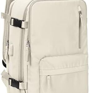 VGCUB Carry on Backpack,Large Travel Backpack for Women Men Airline Approved Gym Backpack Waterproof Business Laptop Daypack,Beige