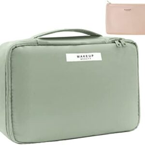 Queboom Travel Makeup Bag Cosmetic Bag Makeup Bag Toiletry bag for women and girls (Green)