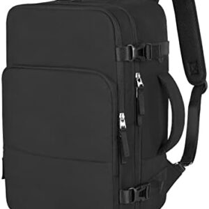 Travel Backpack for Men Women, Black Carry On Backpack Airline Approved, TSA 16” Laptop Backpack, Lightweight Rucksack with Multi-Pocket for Hiking Weekender Gym Casual Daypack College Work Bag