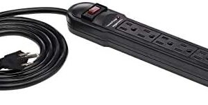 Amazon Basics Rectangular 6-Outlet Surge Protector Power Strip, 6-Foot Long Cord, 790 Joule - Black