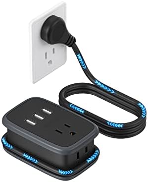 NTONPOWER Travel Portable Small Power Strip with 3FT Wrapped Flat Plug Extension Cord, 2 Outlets 3 USB Ports, Non Surge Protector for Cruise Ship Hotel