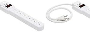Amazon Basics Rectangular 6-Outlet, 200 Joule Surge Protector Power Strip, 2 Foot, White - Pack of 2