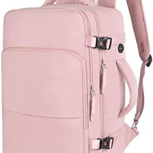 Snoffic Travel Backpack for Women Airline Approved, Carry On Personal Item Backpack, TSA 16” Laptop Rucksack with Multi-Pocket for Hiking Weekender Gym Casual Daypack College Work Bag, Pink