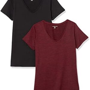 Amazon Essentials Women's Tech Stretch Short-Sleeve V-Neck T-Shirt (Available in Plus Size), Multipacks