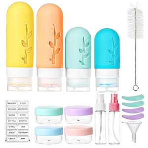 18 pack Travel Size Bottles for Toiletries, Tocelffe Tsa Approved 3oz 2oz Travel Size Containers Leak Proof Refillable Liquid Silicone Travel Accessories for Shampoo Conditioner Lotion BPA Free