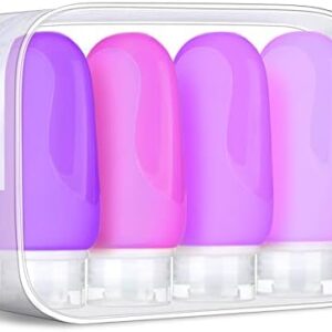 Morfone Travel Bottles Set for Toiletries, Tsa Approved Travel Size Containers BPA Free Leak Proof Refillable Liquid Silicone Squeezable Travel Accessories for Shampoo Conditioner Lotion(Purple)