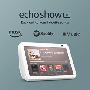 Echo Show 8 (2nd Gen, 2021 release) | HD smart display with Smart Home Controls and Alexa | Glacier White