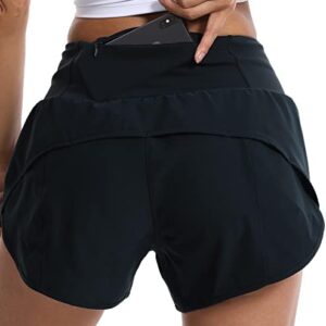 Kcutteyg Running Shorts for Women with Liner High Waisted Lightweight Womens Workout Shorts with Back Pocket- 4"
