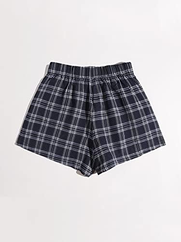 MakeMeChic Women's Elastic Waisted Plaid Shorts Lounge Pajama Shorts - Image 2