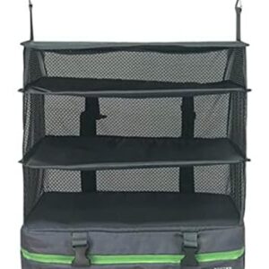 Grand Fusion Housewares Stow-N-Go Luggage and Travel Organizer, Travel Essentials, Hanging Packing Cubes With Hanging Shelves And Laundry Storage Compartment, Dark Gray