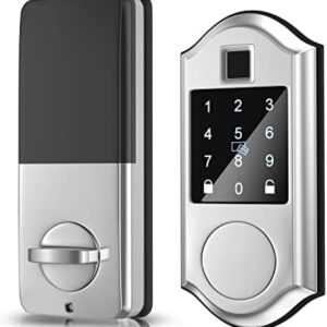 Narpult Smart Lock, Fingerprint Door Lock, Keyless Entry Door Lock for Front Door, Keypad Door Lock, Electronic Deadbolt Featuring Auto-Locking, Smart Door Lock for Home/Apartment (Satin Nickel)