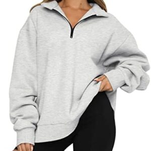 Trendy Queen Womens Oversized Half Zip Pullover Long Sleeve Sweatshirt Quarter Zip Hoodie Sweater Teen Girls Fall Y2K Clothes