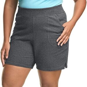 Just My Size Women's Plus Size Cotton Jersey Shorts, Pull-on Gym Shorts, 7" Inseam