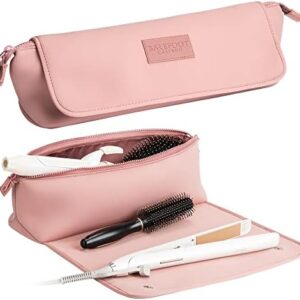 Hair Tools Travel Bag and Heat Resistant Mat for Flat Irons, Straighteners, Curling Iron, and Haircare Accessories, 2-in-1 design, with Interior Pockets, Portable Organizer, Neoprene (Dune)