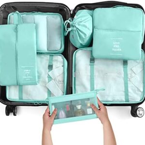 8 Set Packing Cubes for Travel, Travel Luggage Packing Organizers, Travel Accessories Large Toiletries Bag for Clothes Shoes Cosmetics Toiletries (8 Pack, Blue)