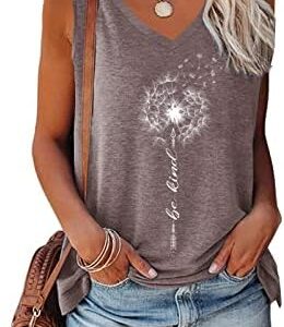 ETCYY Tank Top for Women Summer Tops Loose Fit Cute V Neck Workout Sleeveless Floral Printed T Shirts