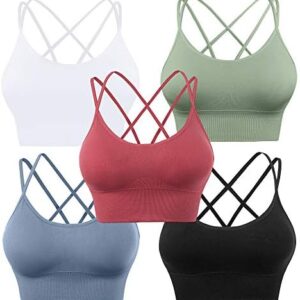 Evercute Cross Back Sport Bras Padded Strappy Criss Cross Cropped Bras for Yoga Workout Fitness Low Impact