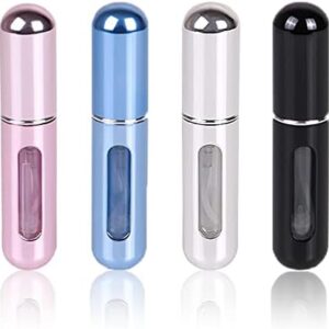 Rosarden Travel Mini Perfume Refillable Atomizer Container, Portable Perfume Spray Bottle, Travel Size Bottle, Scent Pump Case, Perfume Fragrance Empty Spray Bottle for Traveling and Outgoing 5ml (4Pcs)