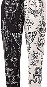 Amuver Women's Boho Hippie Harem Pants High Smocked Waist Printed Patchwork Sweatpants Yoga 90S Goth Baggy Casual Trousers