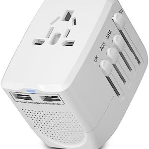 2000W Adapter 880W Voltage Converter, Universal Travel Adapter Voltage Converter Combo for 100V-240V, with 2 USB Ports, US to UK Europe Australia 200+ Countries Power Converter