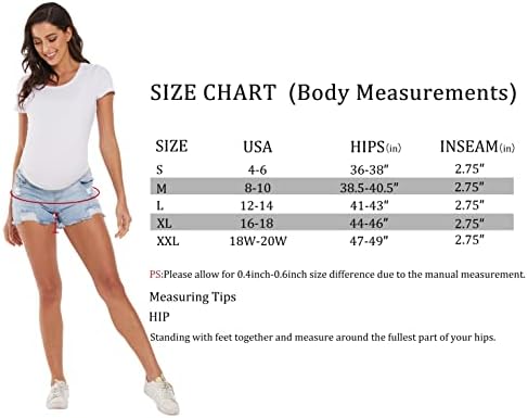 Foucome Women's Maternity Ripped Jean Shorts Summer Distressed Denim Shorts - Image 4