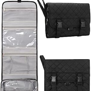 Relavel Travel Hanging Toiletry Bag for Men Women Travel Kit Shaving Bag Waterproof Large Makeup Bag Wash Bag Makeup Organizer Cosmetic Case for Bathroom Shower Black Pro