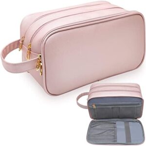 Travel-Essentials Toiletry Bag for Women,Water Resistant Makeup-Bag-For-Travel-Accessories,Dorm Room Essentials,Eco Leather Cosmetic Bag for Full Size Toiletries,Mother's Day Graduation Gifts for Her