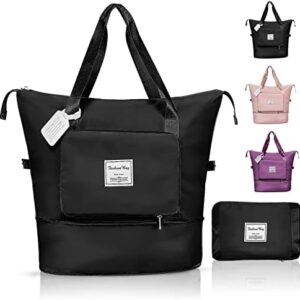 Large Capacity Folding Travel Bag, Travel Duffel Bag with Luggage Tag, Waterproof Lightweight Gym Bag with Wet and Dry Separation Bag, for Travel, Sports, Gym