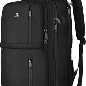 MATEIN Carry on Backpack, 40L Flight Approved Large Travel Laptop Backpack with USB Charge Port, 17 Inch Water Resistant Luggage Computer Daypack College Weekender Overnight Bag for Men & Women, Black