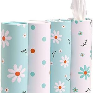 Car Tissue Holder with Facial Tissues Bulk - 4 PK Car Tissues Cylinder, Tissue Holder for Car, Travel Tissues Perfect Fit for Car Cup Holder, Refill Car Tissue Box Round Container