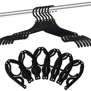 12 PCS Travel Hangers - Portable Folding Clothes Hangers Travel Accessories Foldable Clothes Drying Rack for Travel (Black)