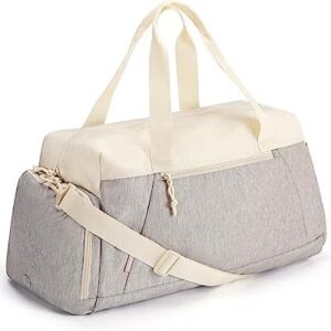 Gym Bags for Women, BAGSMART Foldable Sports Duffle Bag, Lightweight Weekender Duffel Bag With Shoe Compartment, Water Resistant Workout Duffle Bag for Travel Fitness Swimming Yoga, Off White…