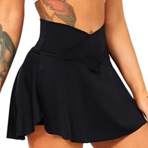 Navneet Women Pleated Tennis Skirt with Pockets Shorts Crossover High Waisted Athletic Golf Skorts Workout Sports Skirts