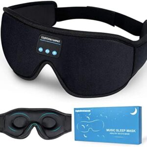 Sleep Headphones Bluetooth 5.0 Wireless 3D Eye Mask, Lightimetunnel Washable Sleeping Headphones for Side Sleepers With Adjustable Ultra Thin Stereo Speakers Microphone Hands Free for Insomnia Travel