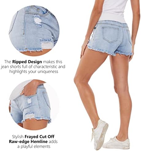 Foucome Women's Maternity Ripped Jean Shorts Summer Distressed Denim Shorts - Image 3