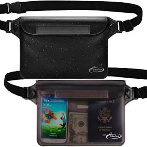 AiRunTech Waterproof Pouch with Waist Strap (2 Pack) | Beach Accessories Best Way to Keep Your Phone and Valuables Safe and Dry | Perfect for Boating Swimming Snorkeling Kayaking Beach Pool Water Park