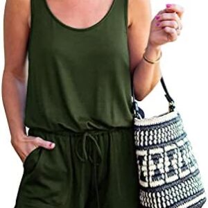 ReoRia Womens Summer Scoop Neck Sleeveless Tank Top Short jumpsuit Rompers