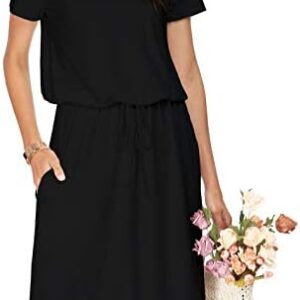 Simier Fariry Womens Hide Belly Work Casual Midi Dresses with Pockets